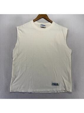 Vintage Discus Athletic Shirt Men's Large White Blank Muscle Made In USA 90s